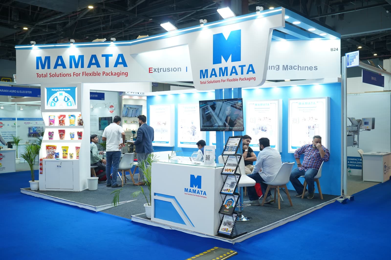 Wide view of an exhibitor booth build on the show floor