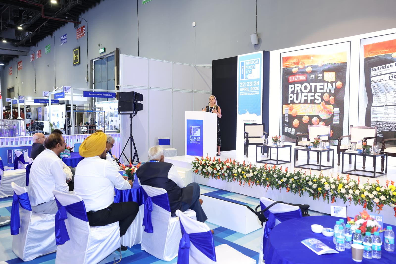 Wide view of exhibition hall keynote session